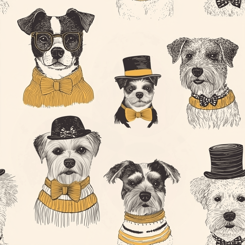 Dapper Dogs Wallpaper - Painted Paper