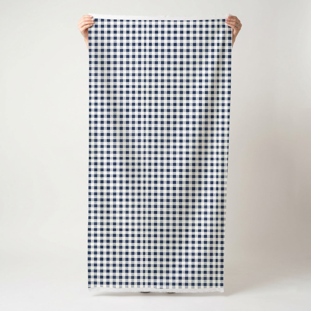 Dark Blue Vintage Gingham - Fabric - Painted Paper