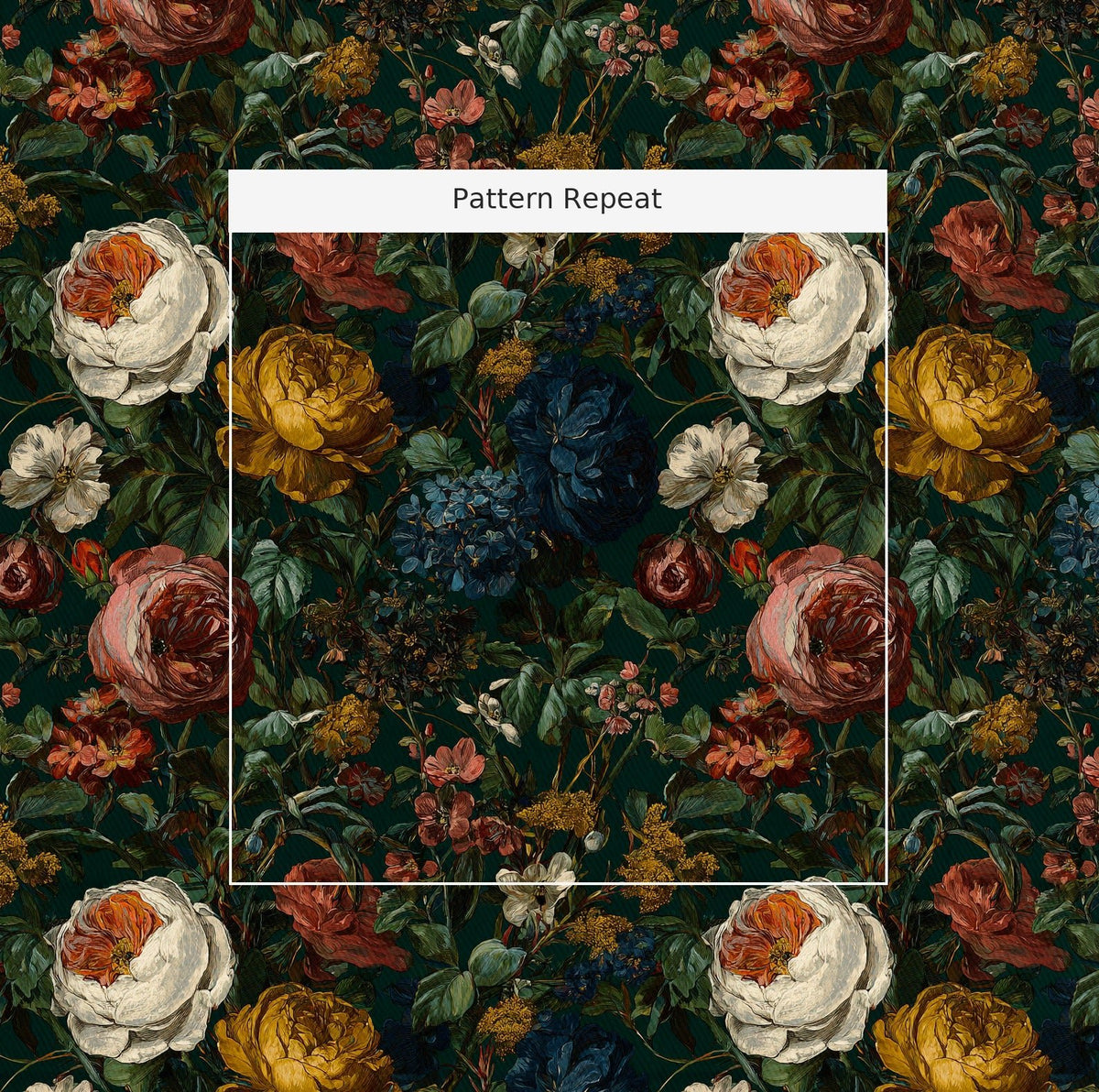 Darkened Peony - Fabric - Painted Paper