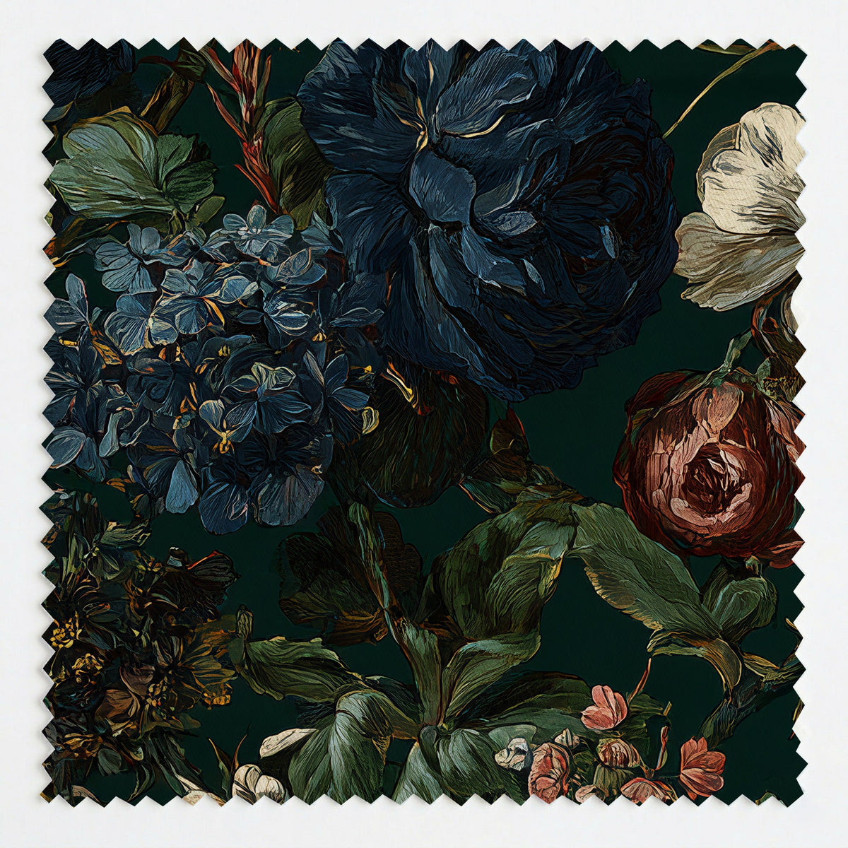 Darkened Peony - Fabric - Painted Paper