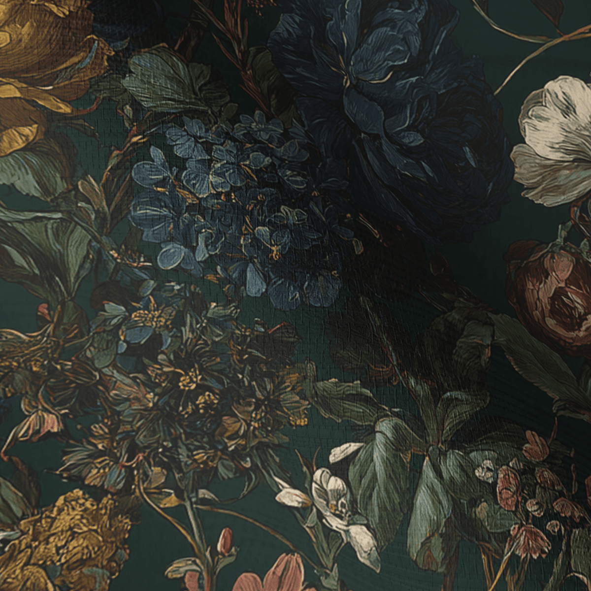 Darkened Peony Faux Grasscloth Wallpaper - Painted Paper