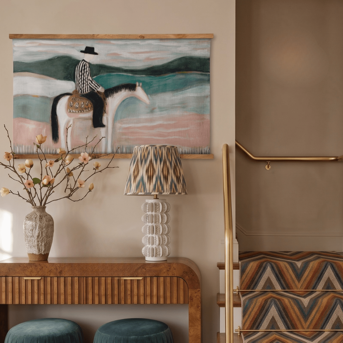 Desert Cowboy - Tapestry - Painted Paper