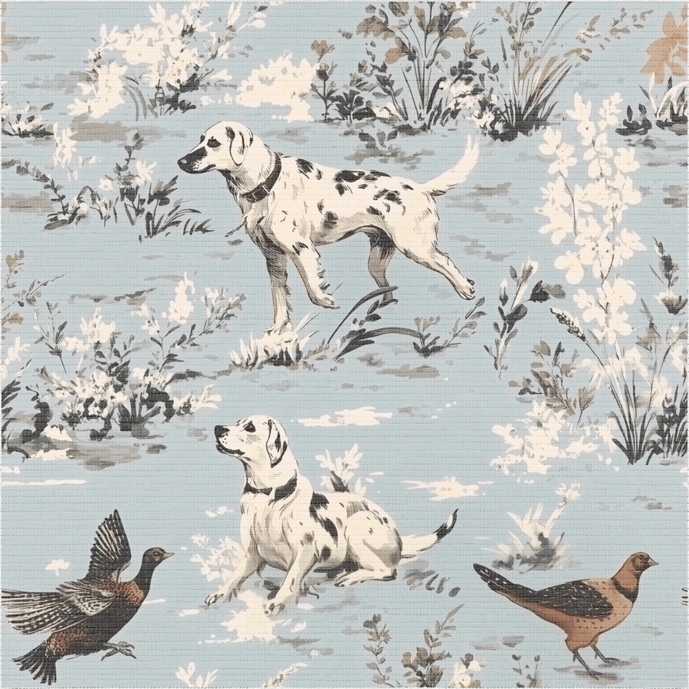 Dog Days Toile Faux Grasscloth Wallpaper - Painted Paper