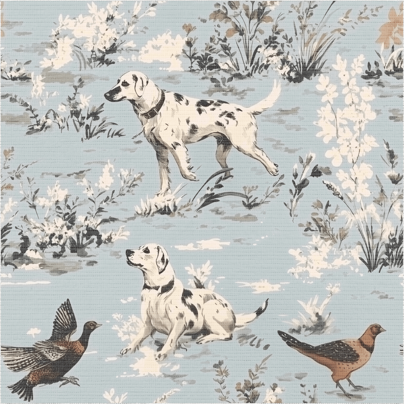 Dog Days Toile Faux Grasscloth Wallpaper - Painted Paper