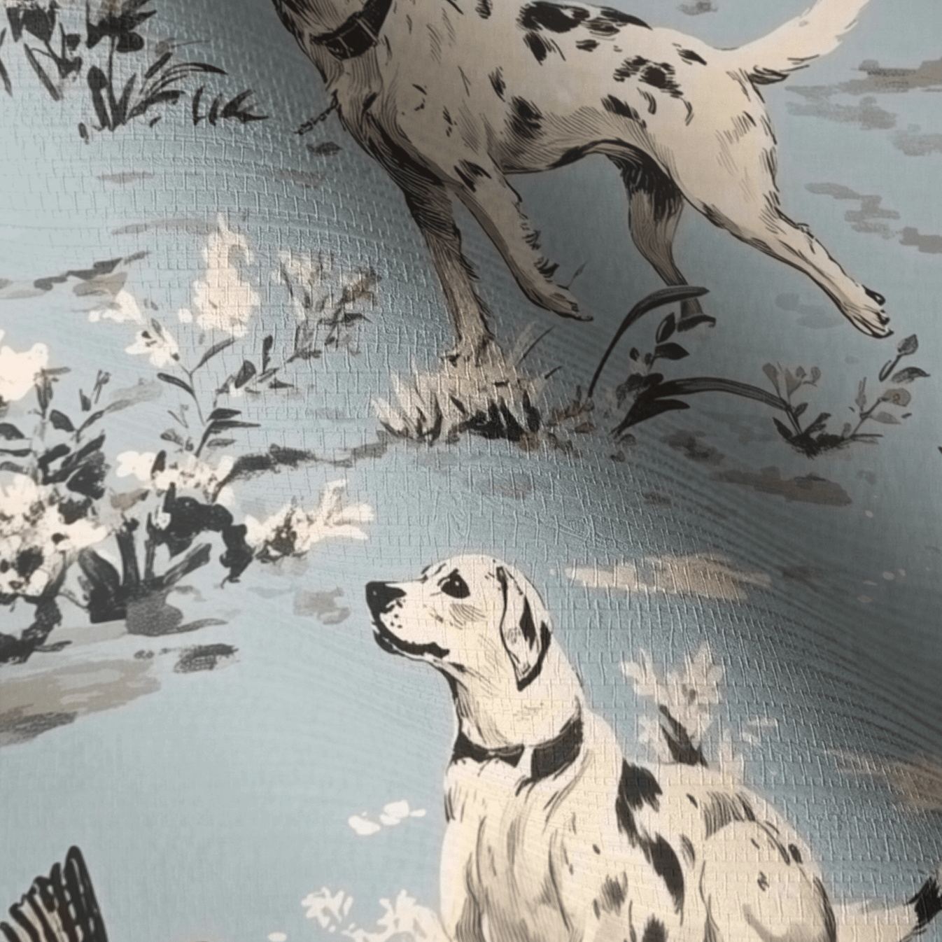Dog Days Toile Faux Grasscloth Wallpaper - Painted Paper