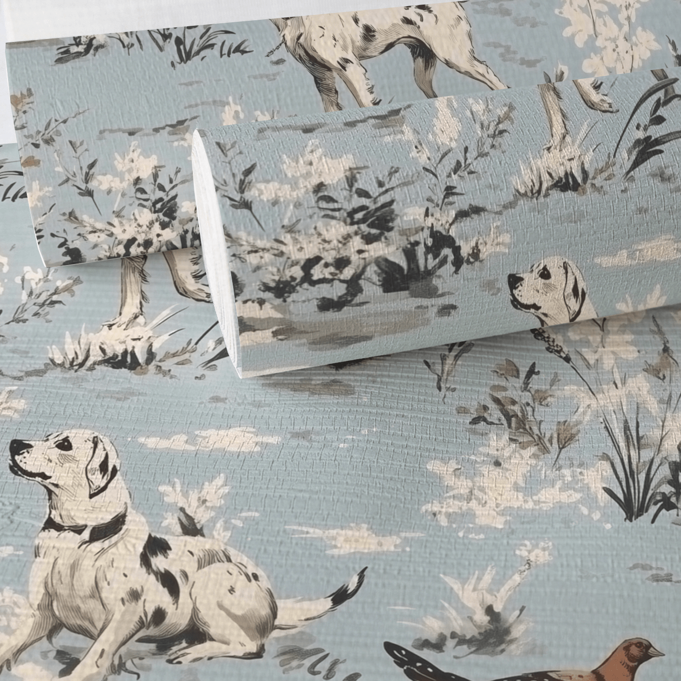 Dog Days Toile Faux Grasscloth Wallpaper - Painted Paper