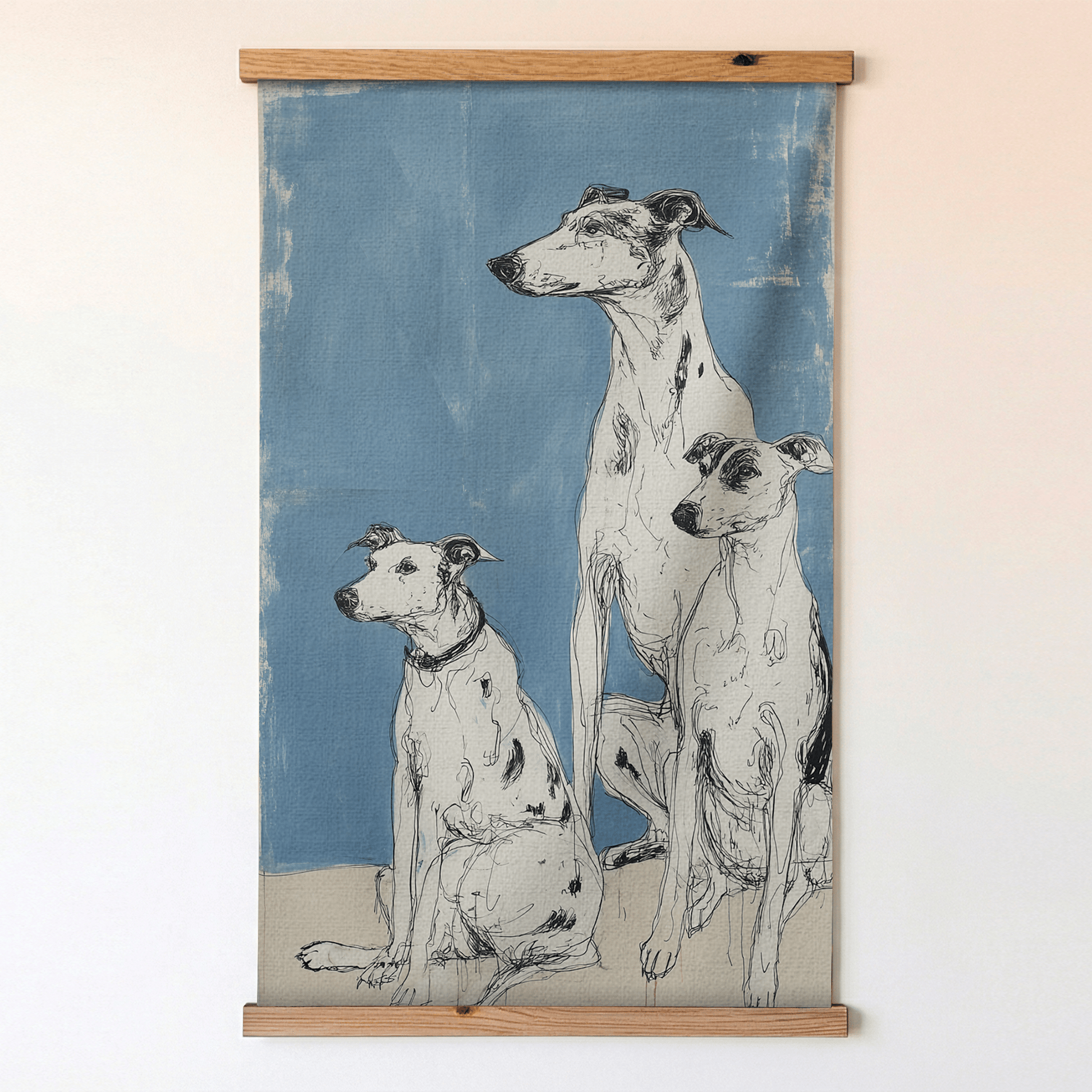 Doodled Dogs - Tapestry - Painted Paper