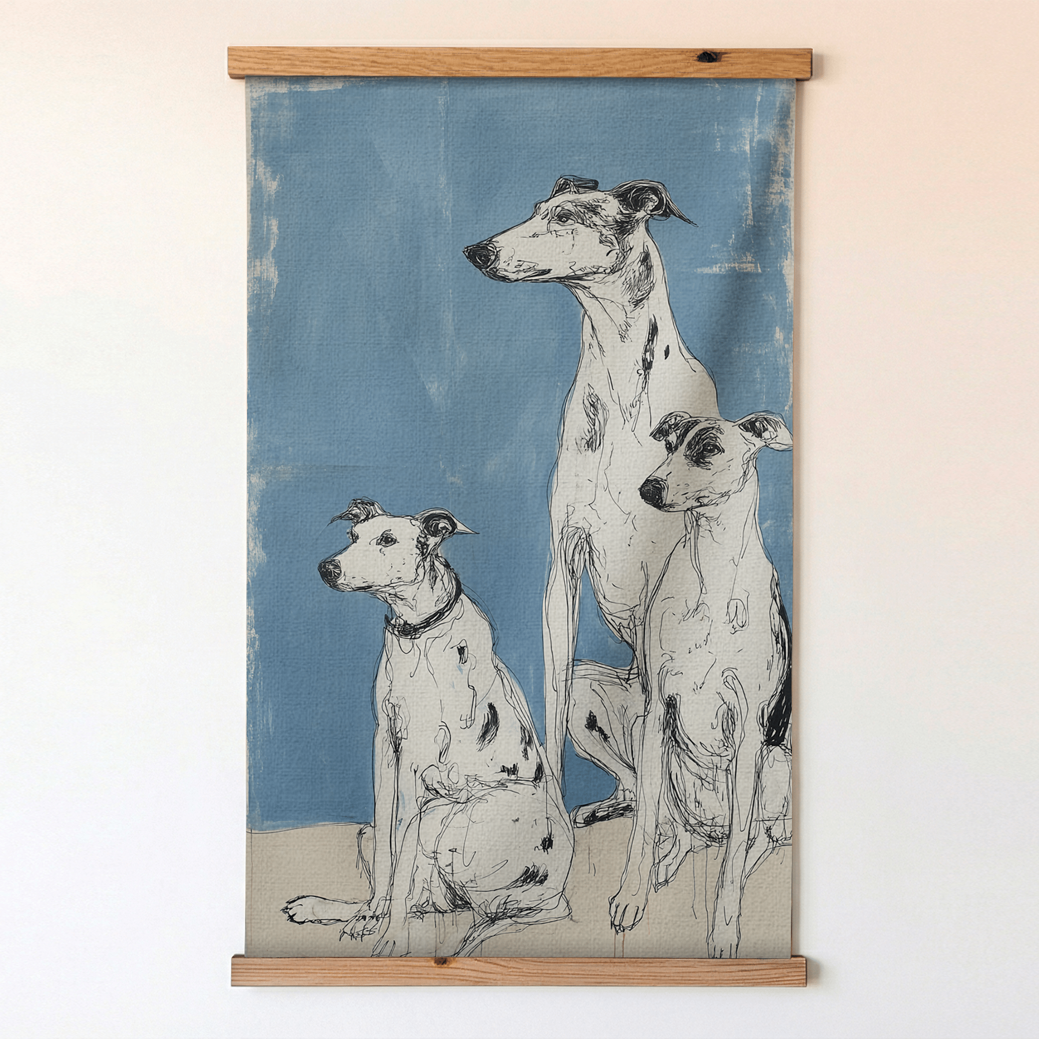 Doodled Dogs - Tapestry - Painted Paper