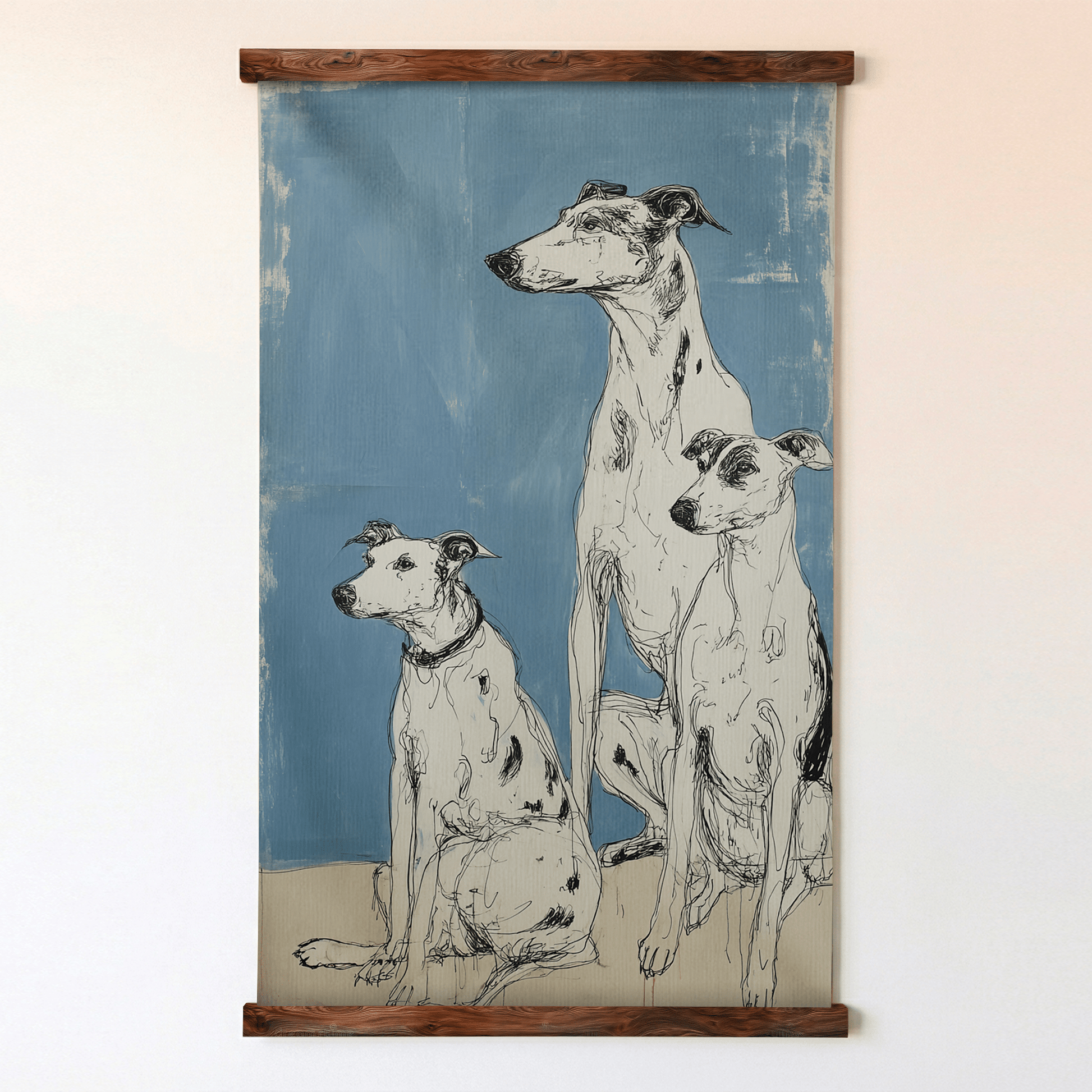 Doodled Dogs - Tapestry - Painted Paper