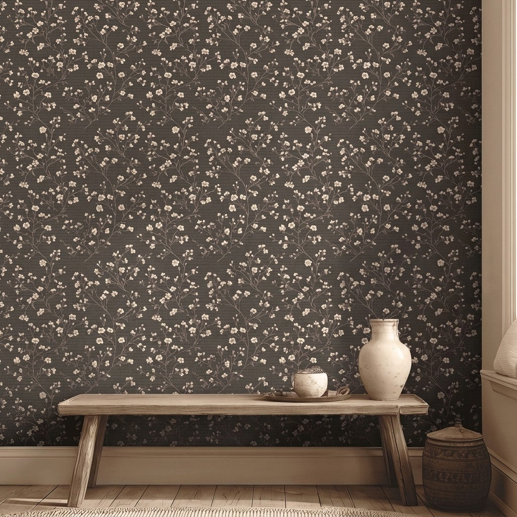 Ashford Floral Faux Grasscloth Wallpaper