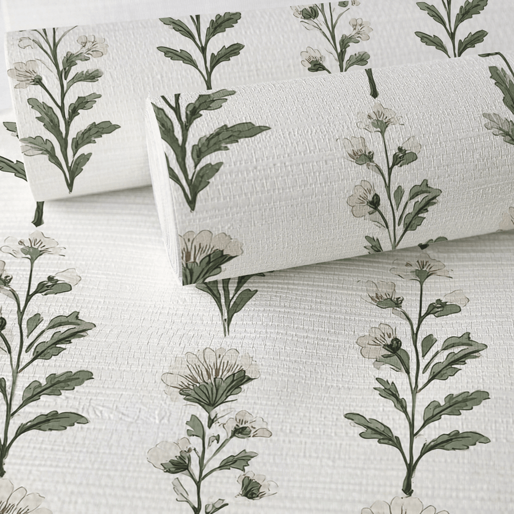 Effie Block Print Faux Grasscloth Wallpaper - Painted Paper