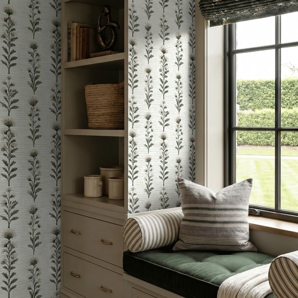 Effie Block Print Faux Grasscloth Wallpaper - Painted Paper