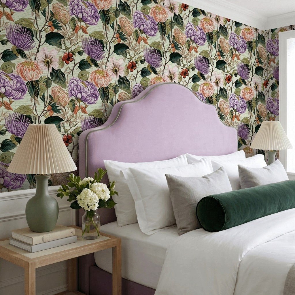 Ellie's Bouquet Faux Grasscloth Wallpaper - Painted Paper