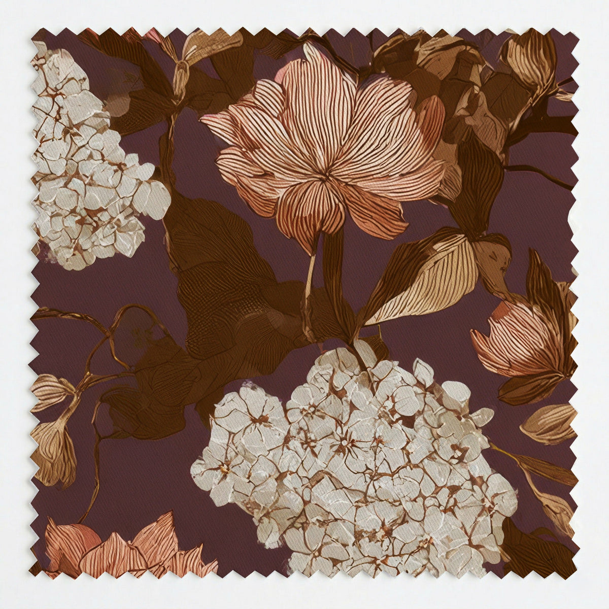 Eloise Hydrangea Floral - Fabric - Painted Paper