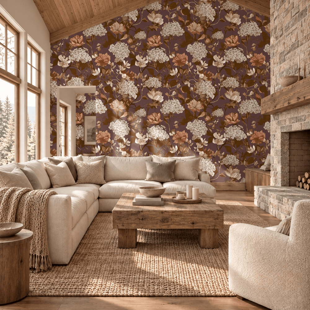 Eloise Hydrangea Floral Wallpaper - Painted Paper
