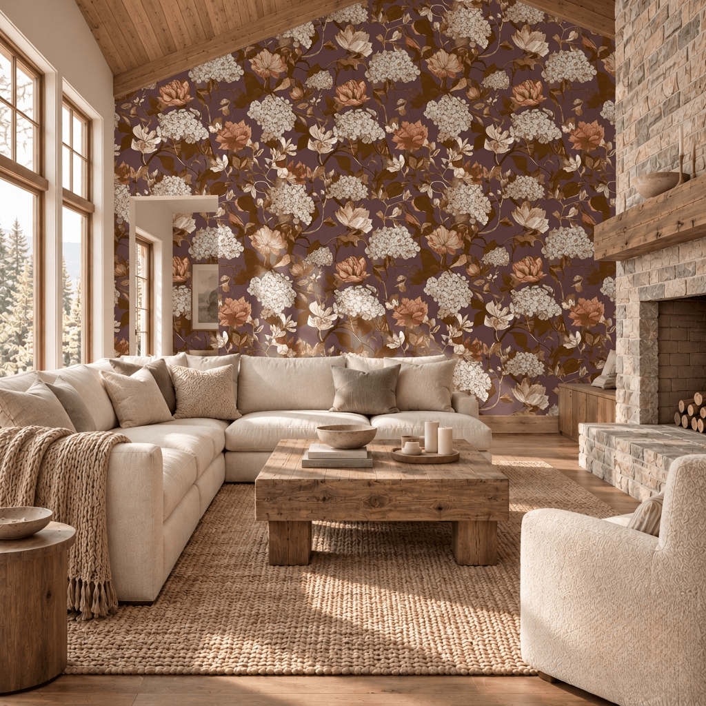 Eloise Hydrangea Floral Wallpaper - Painted Paper