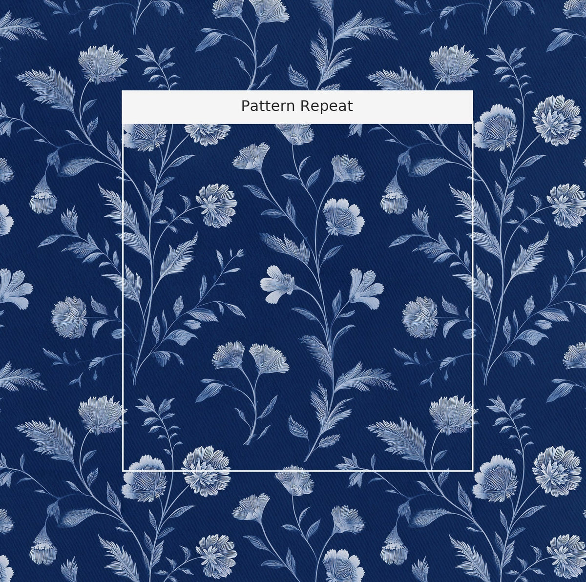 Embossed Blue Garden - Fabric - Painted Paper
