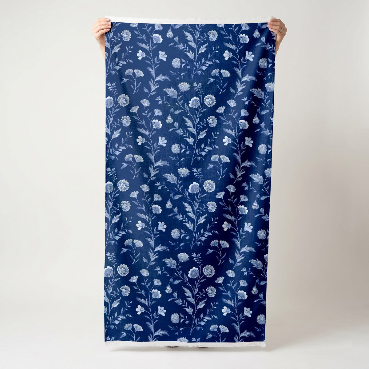 Embossed Blue Garden - Fabric - Painted Paper