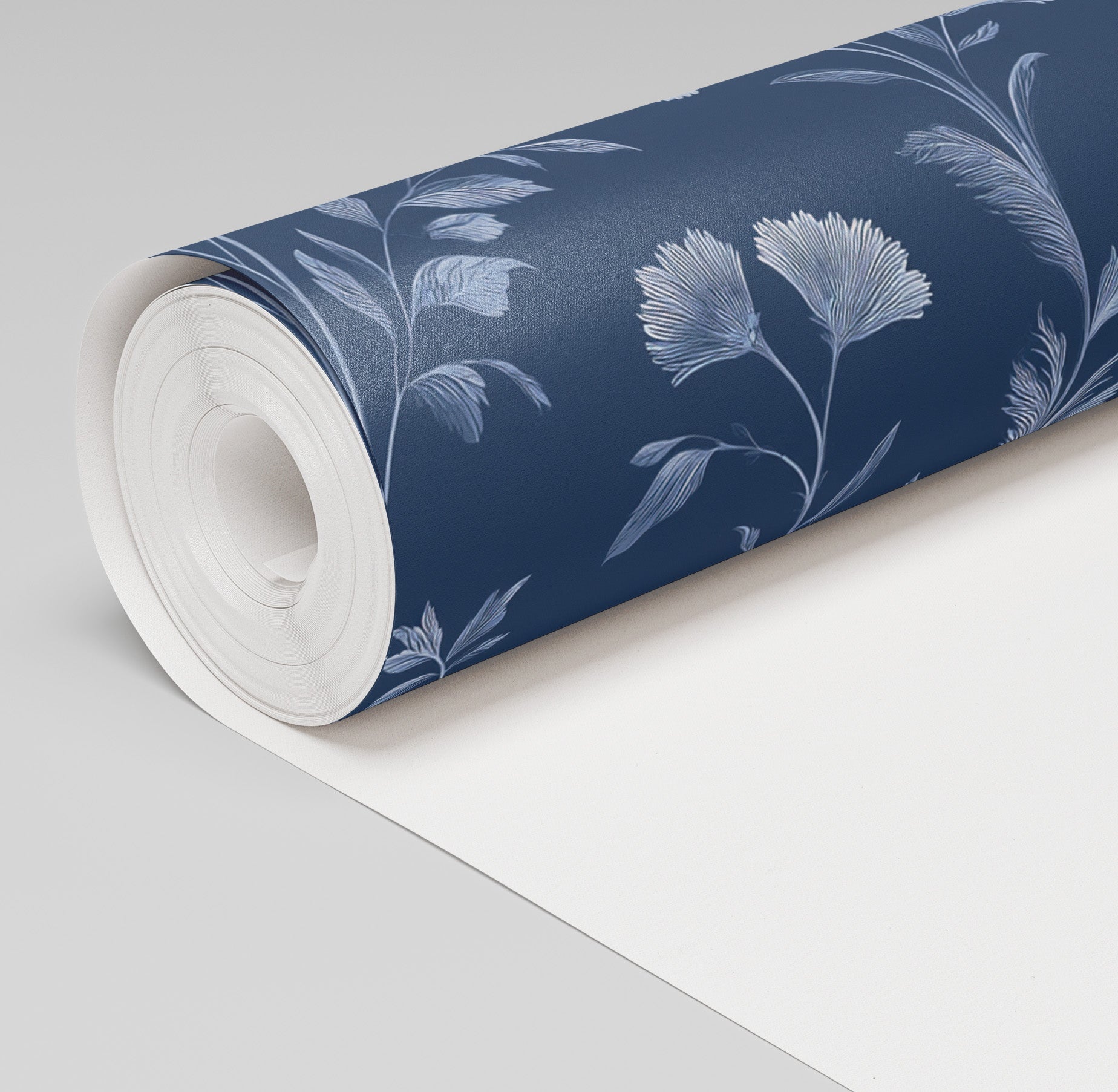Embossed Blue Garden Wallpaper - Painted Paper