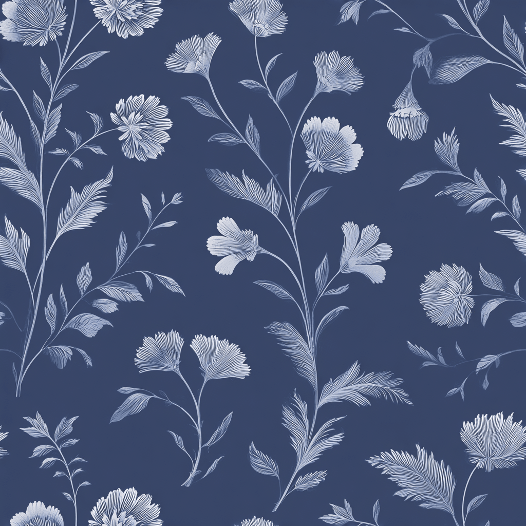 Embossed Blue Garden Wallpaper - Painted Paper
