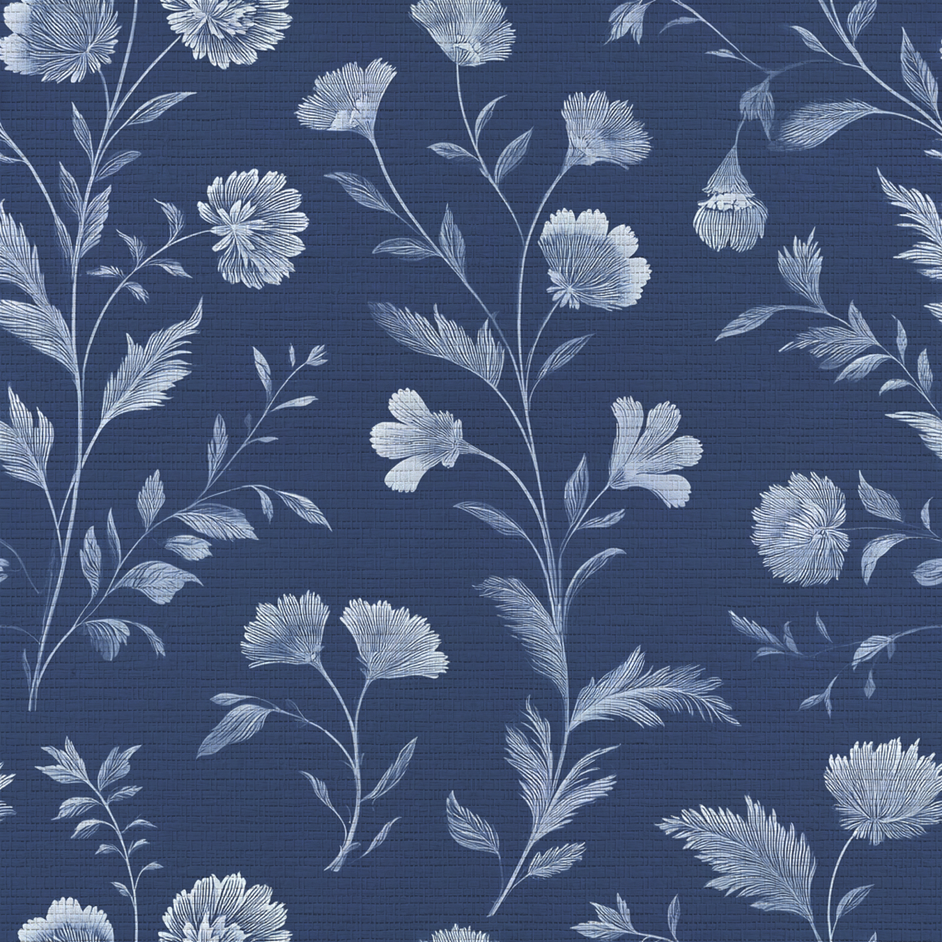 Embossed Blue Garden Faux Grasscloth Wallpaper
