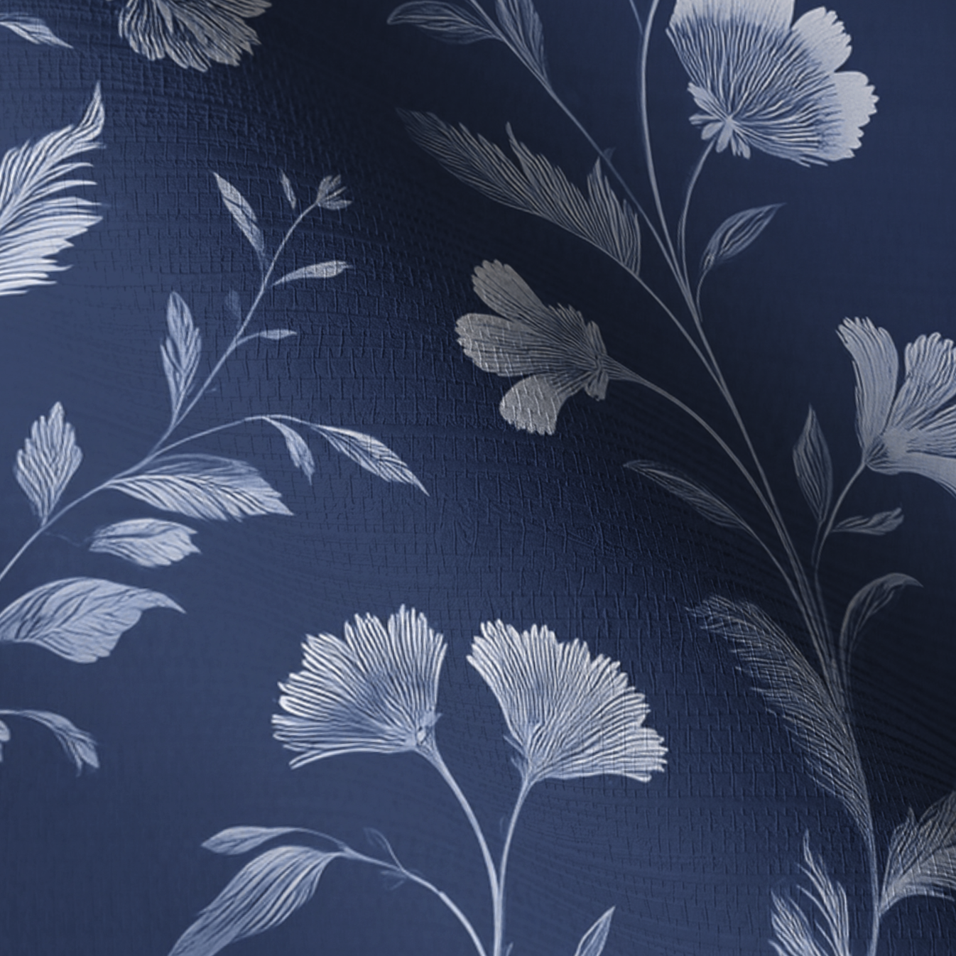 Embossed Blue Garden Faux Grasscloth Wallpaper
