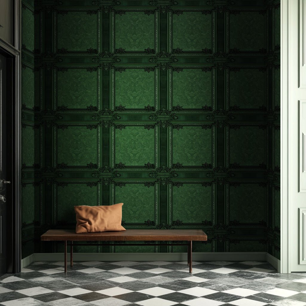 Painted Paper Emerald Baroque Wallpaper