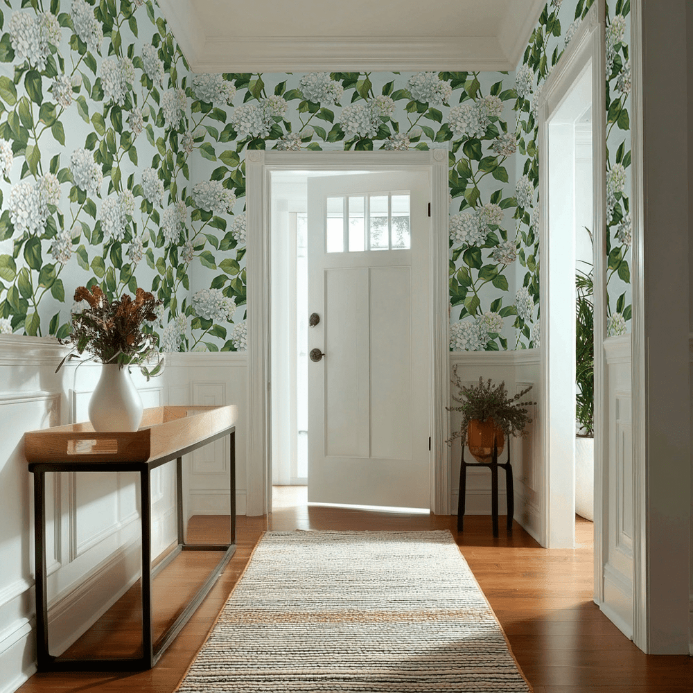 Emma Hydrangea Wallpaper - Painted Paper