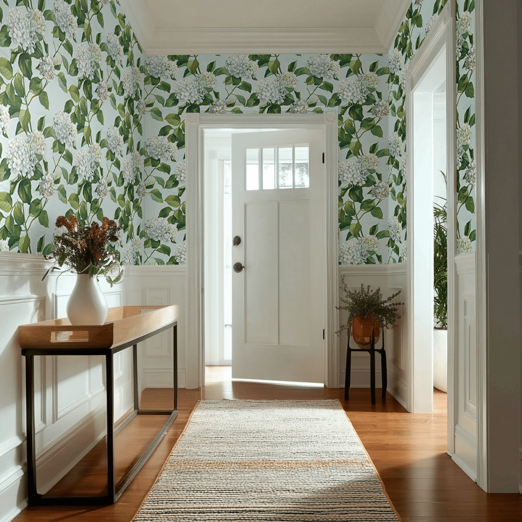 Emma Hydrangea Wallpaper - Painted Paper