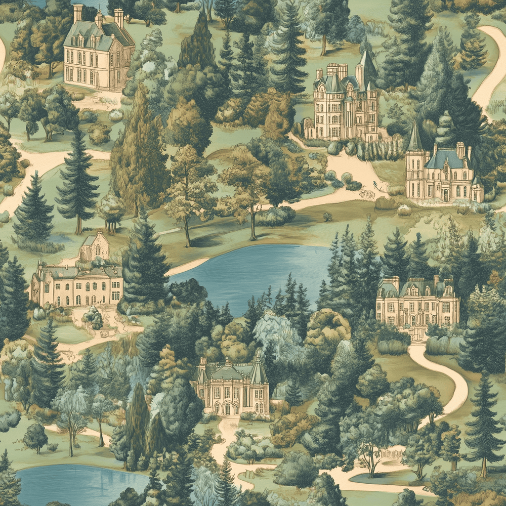 English Village Wallpaper - Painted Paper