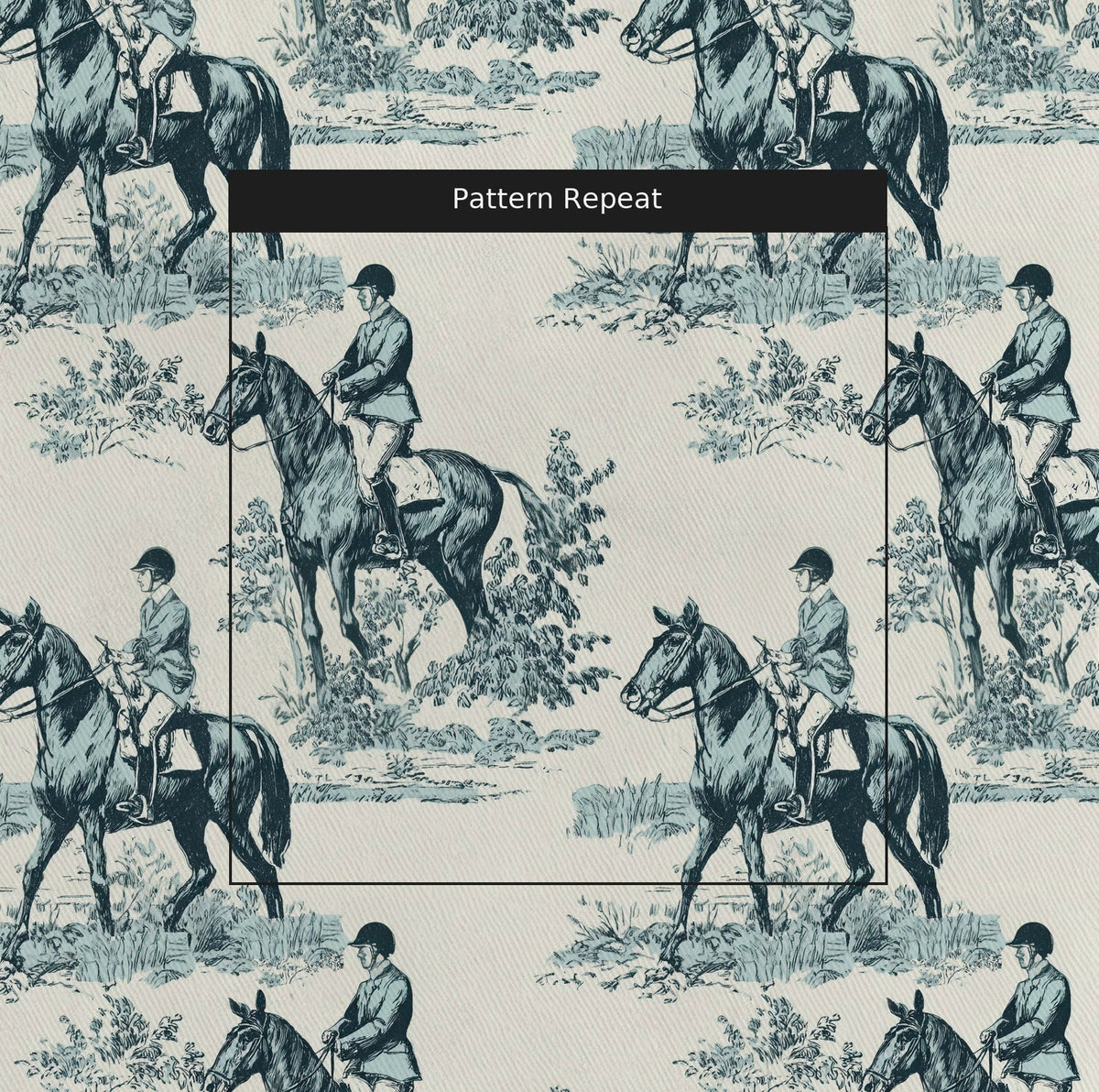 Equestrian Toile - Fabric - Painted Paper