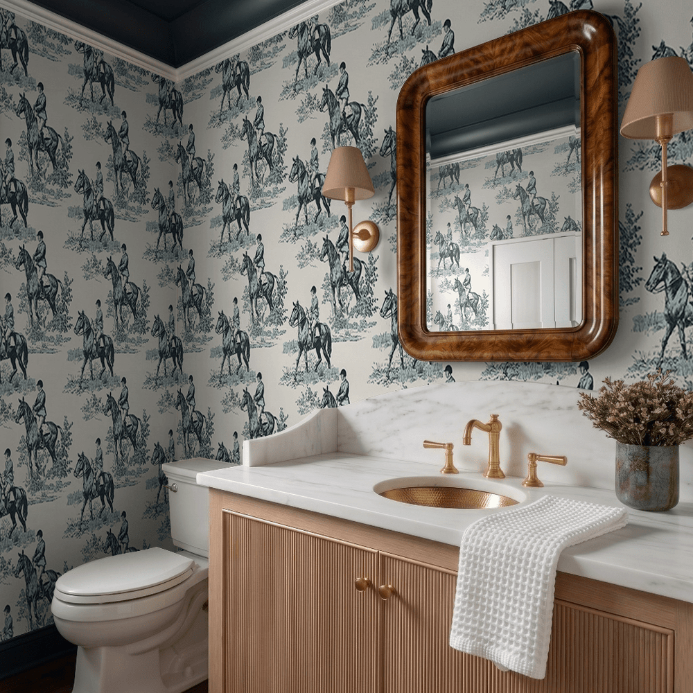 Equestrian Toile Wallpaper - Painted Paper