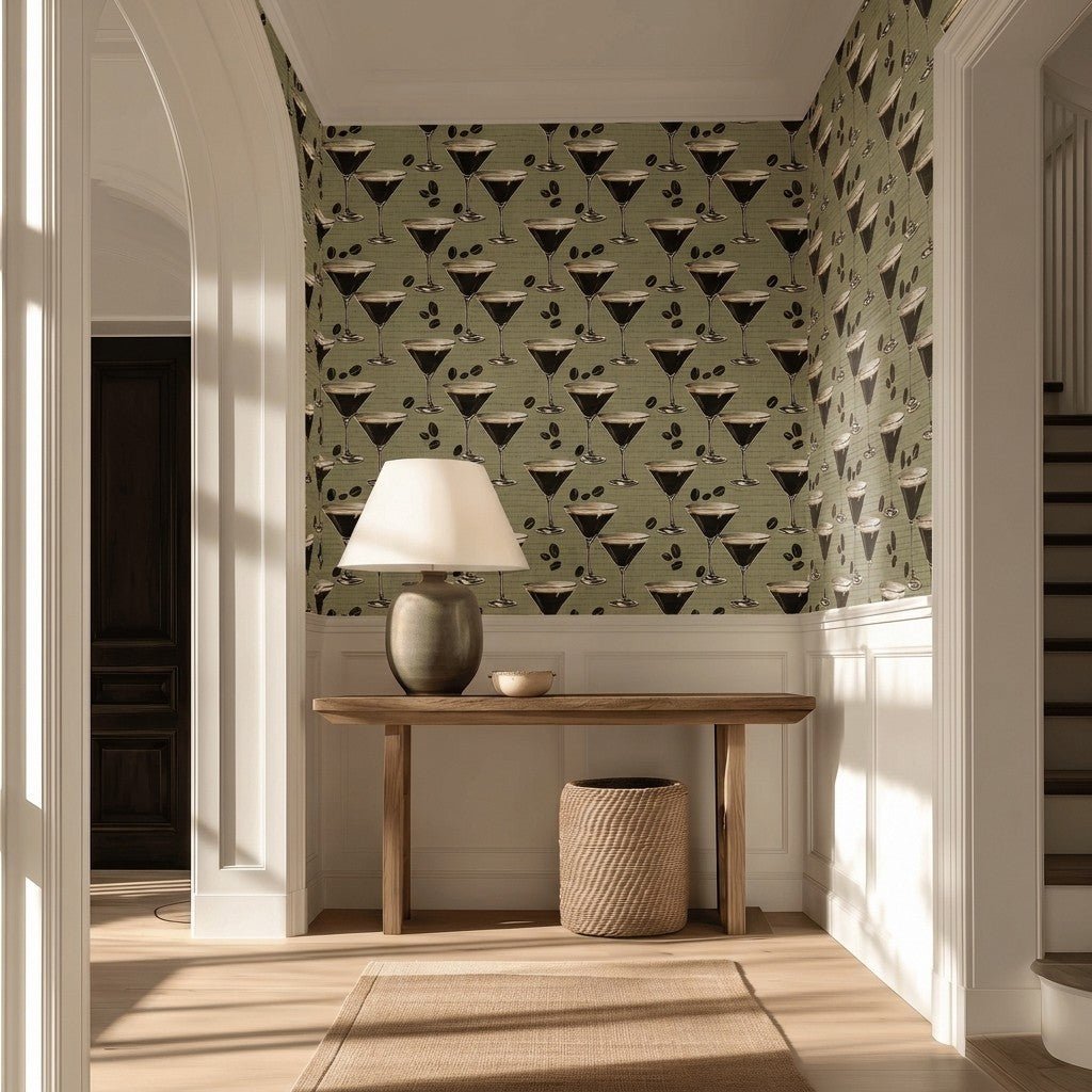 Espresso Tini Faux Grasscloth Wallpaper - Painted Paper