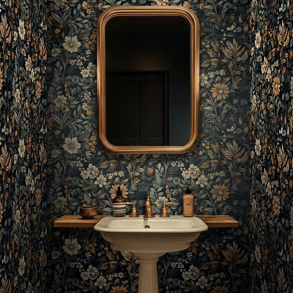Moonlit Botanica Faux Grasscloth Wallpaper