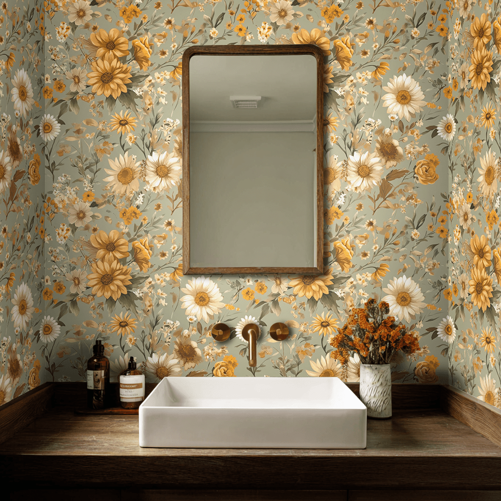 Farmhouse Blooms Wallpaper - Painted Paper