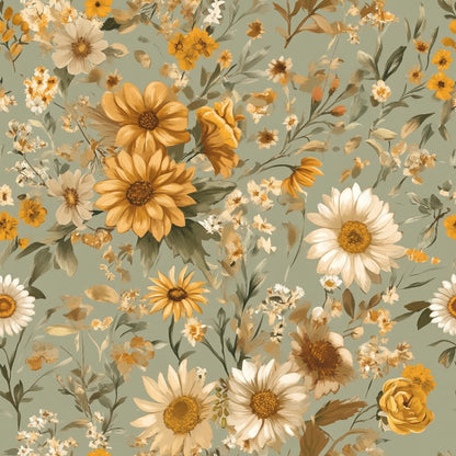 Farmhouse Blooms Wallpaper - Painted Paper