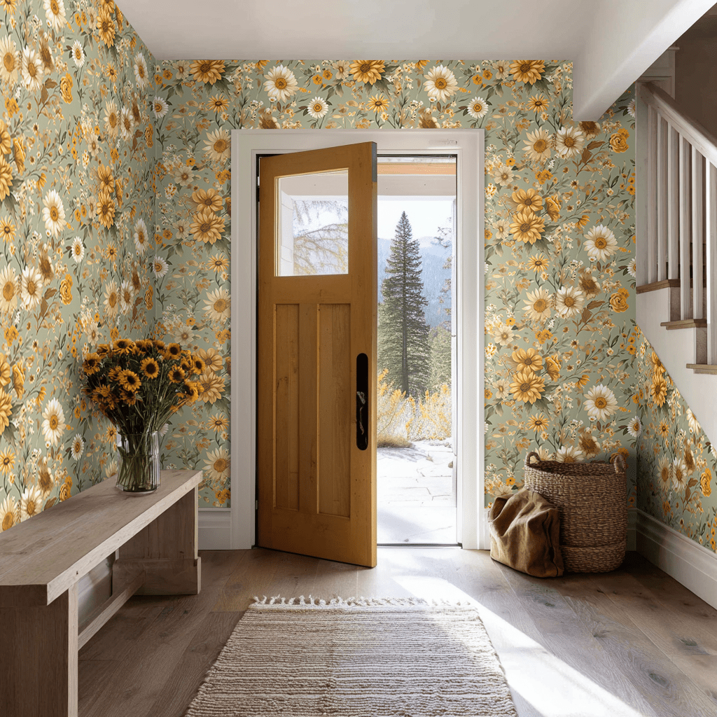 Farmhouse Blooms Wallpaper - Painted Paper