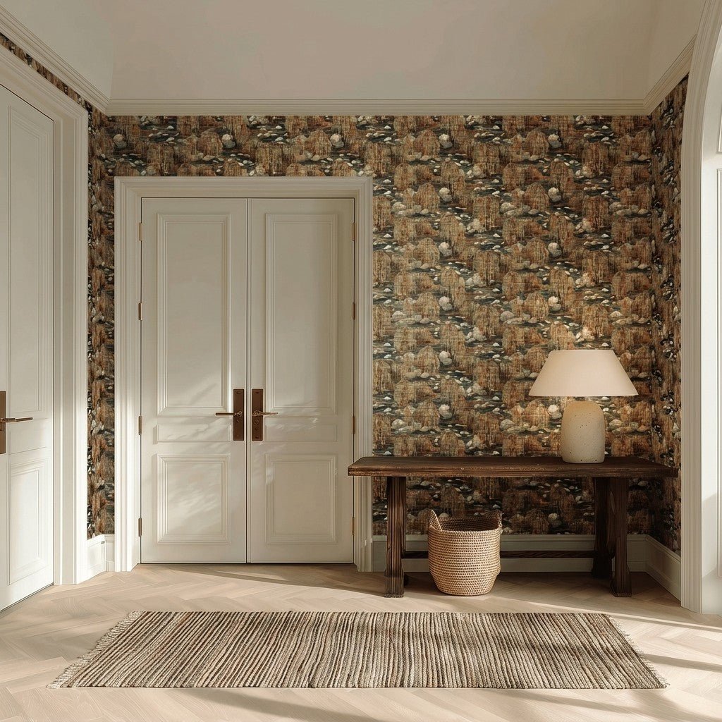 Fieldstone Faux Grasscloth Wallpaper - Painted Paper