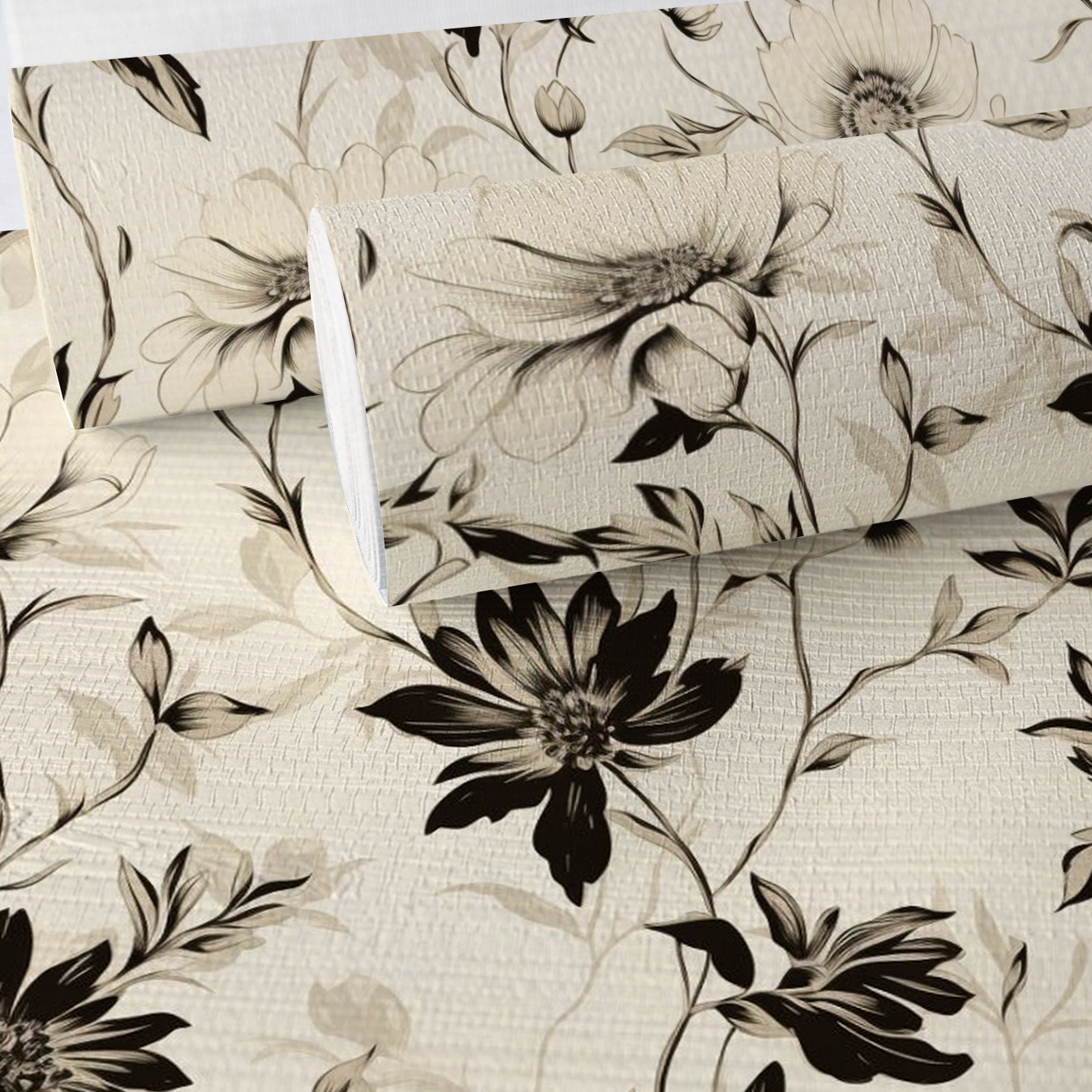 Fiona Floral Faux Grasscloth Wallpaper