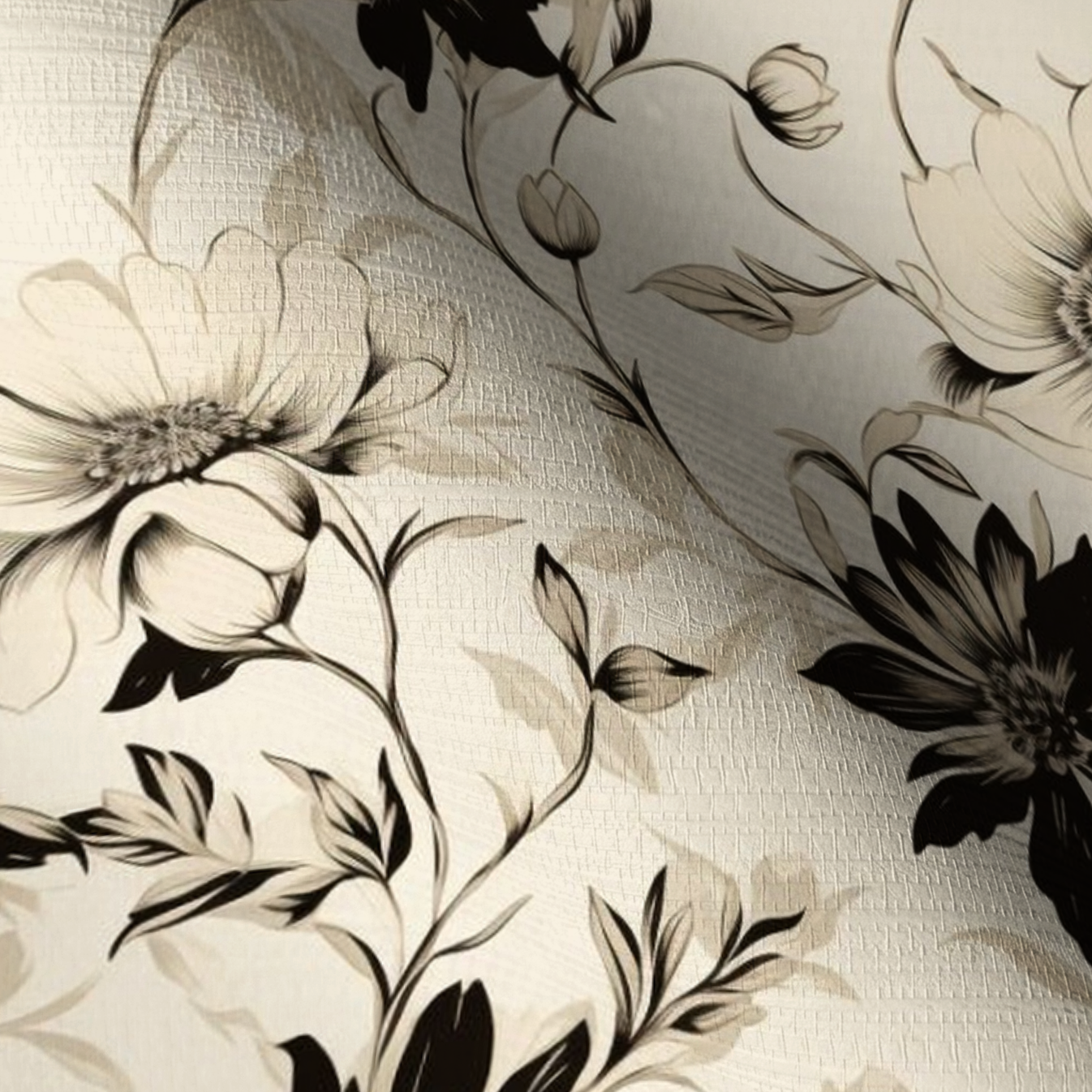 Fiona Floral Faux Grasscloth Wallpaper