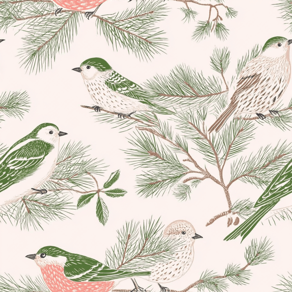 Fir & Finch Wallpaper - Painted Paper