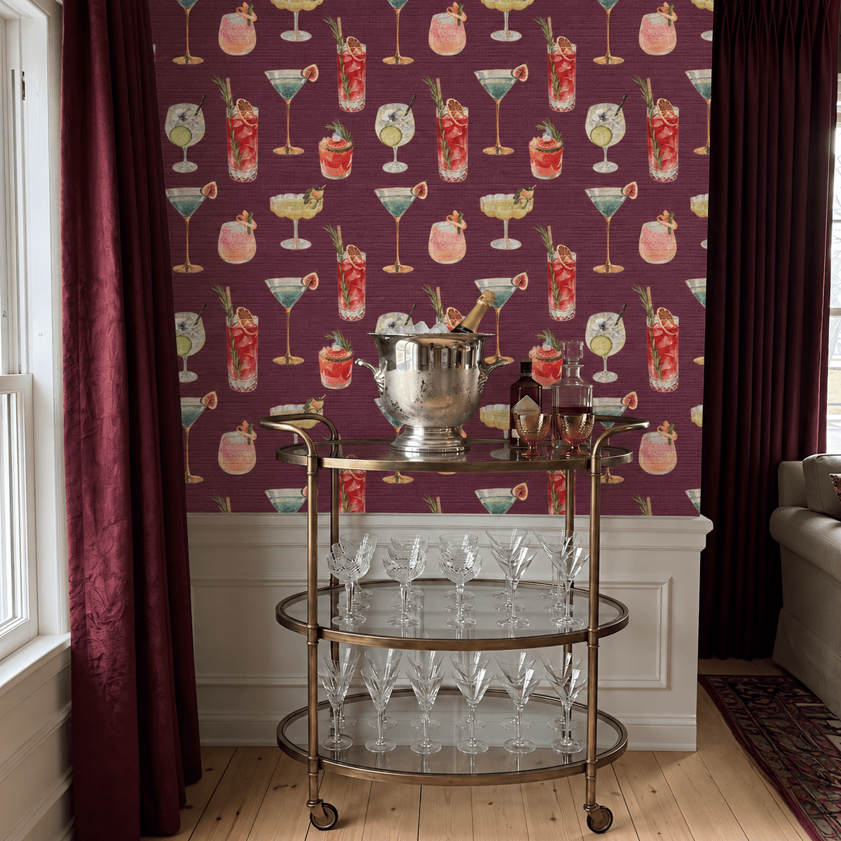 Five Oh Clock Faux Grasscloth Wallpaper - Painted Paper