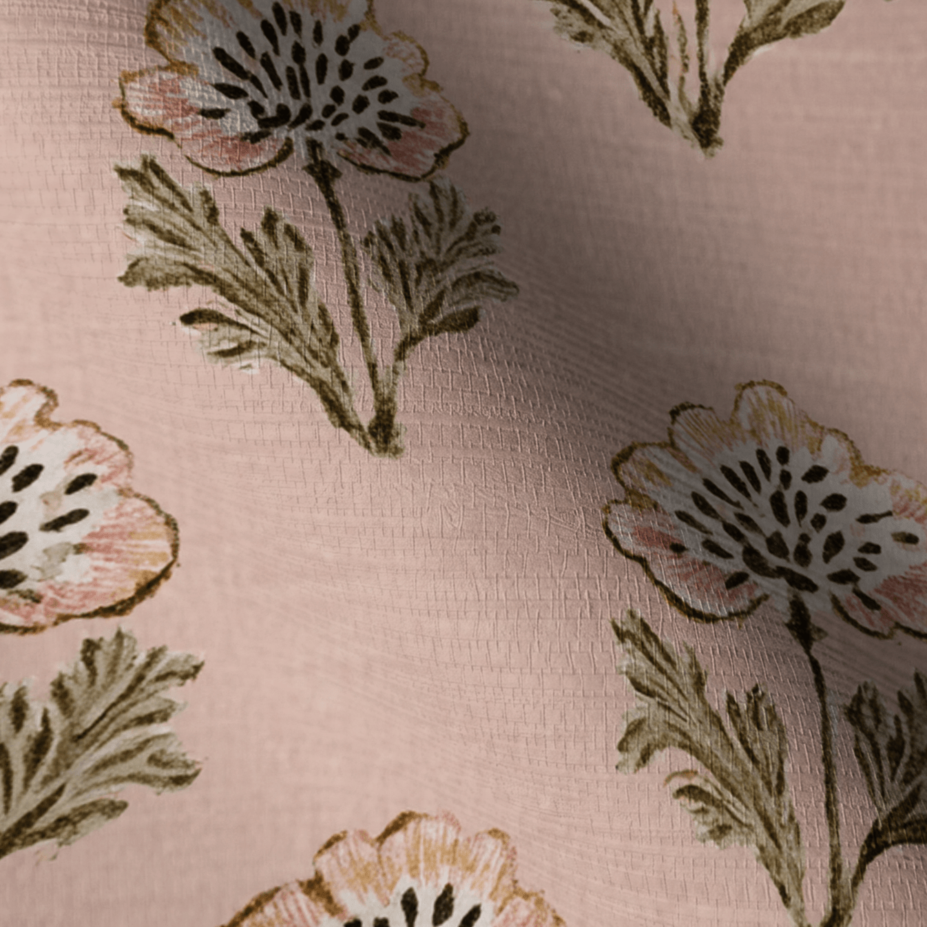 Flora Cascade Faux Grasscloth Wallpaper - Painted Paper