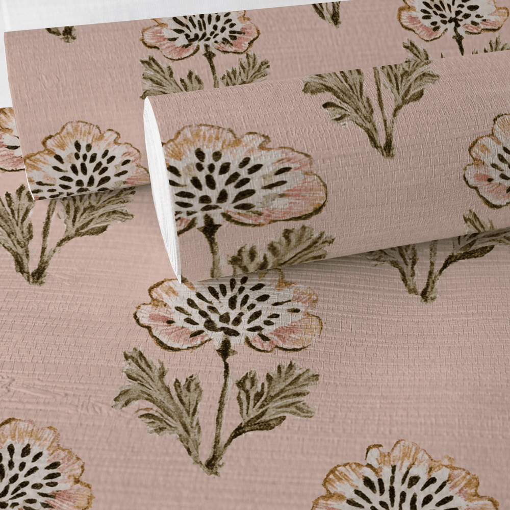 Flora Cascade Faux Grasscloth Wallpaper - Painted Paper