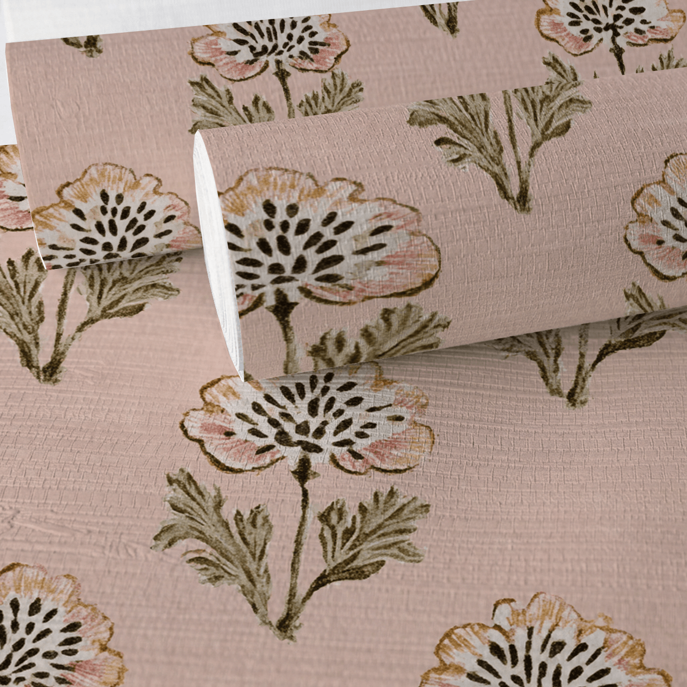 Flora Cascade Faux Grasscloth Wallpaper - Painted Paper
