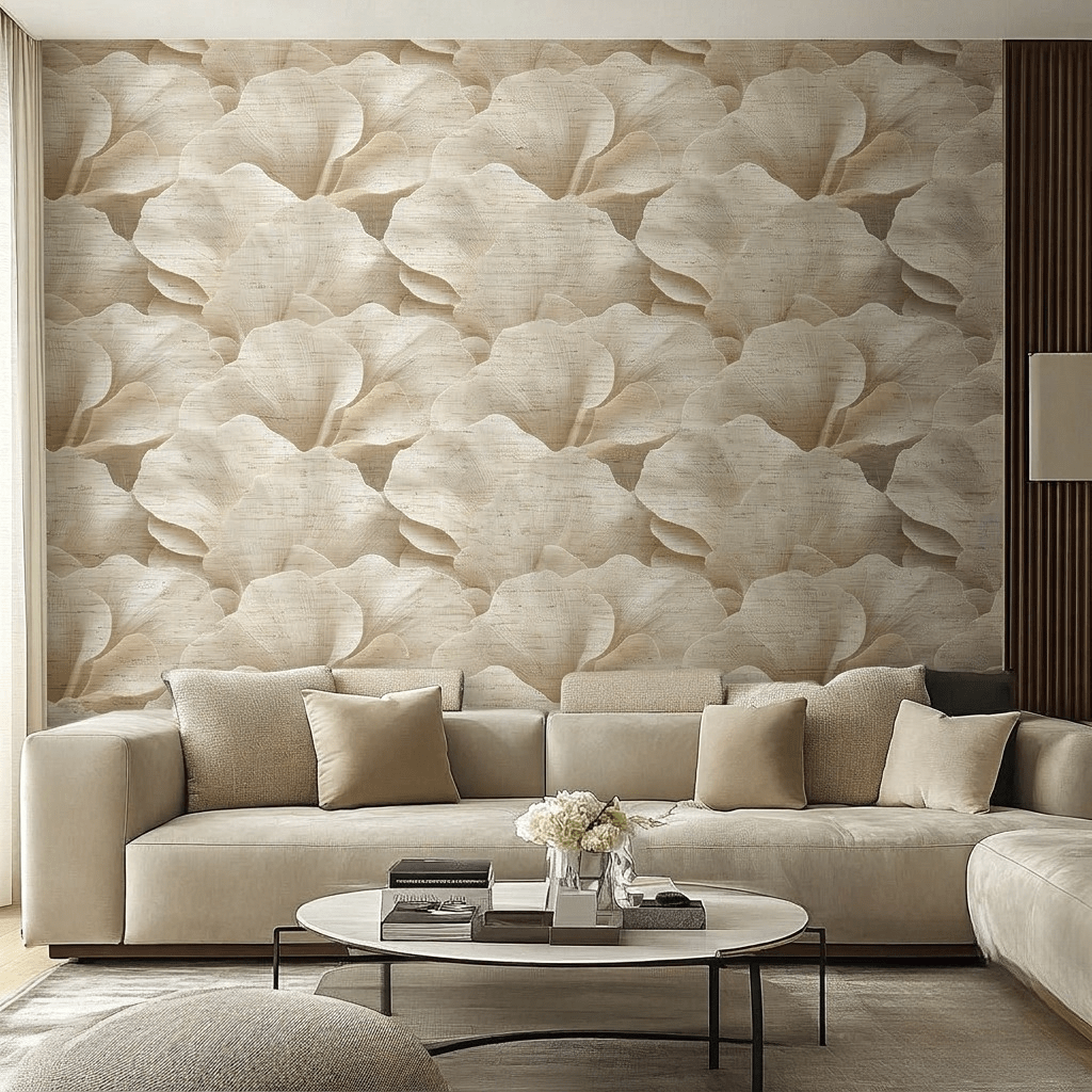 Floral Embrace Faux Grasscloth Wallpaper - Painted Paper