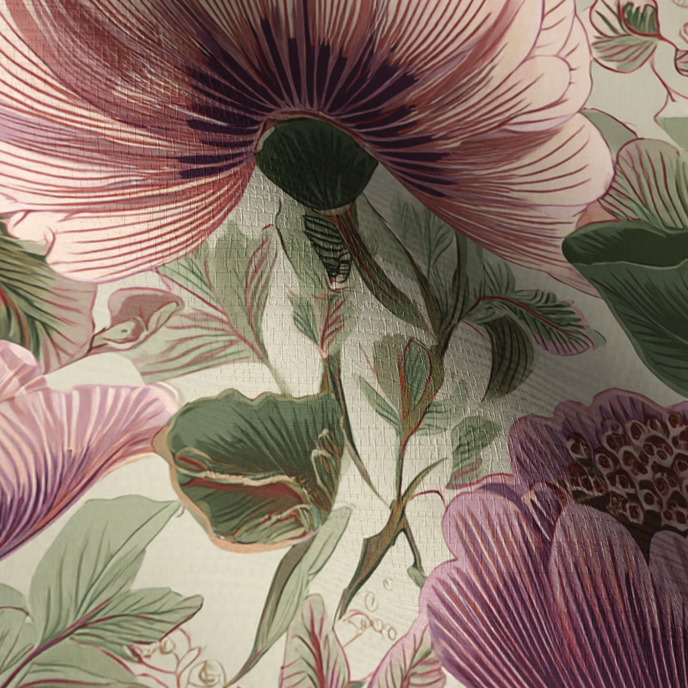 Floral Escape Faux Grasscloth Wallpaper