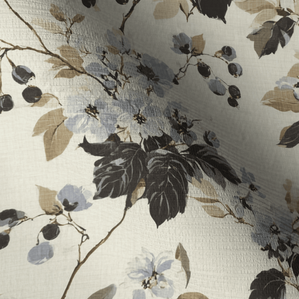 Florals & Vines Faux Grasscloth Wallpaper - Painted Paper