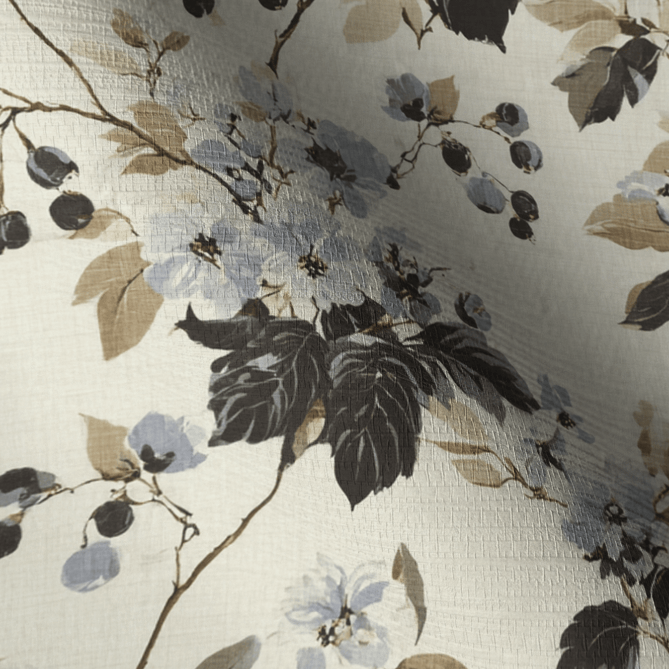 Florals & Vines Faux Grasscloth Wallpaper - Painted Paper