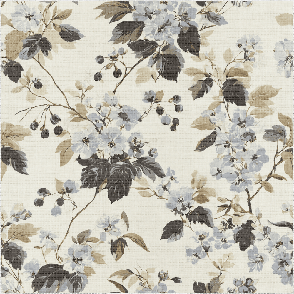 Florals & Vines Faux Grasscloth Wallpaper - Painted Paper